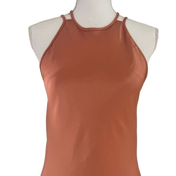 Nanushka Narita Satin Double Strap Dress In Apricot Medium NEW MSRP $665 - Picture 6 of 15